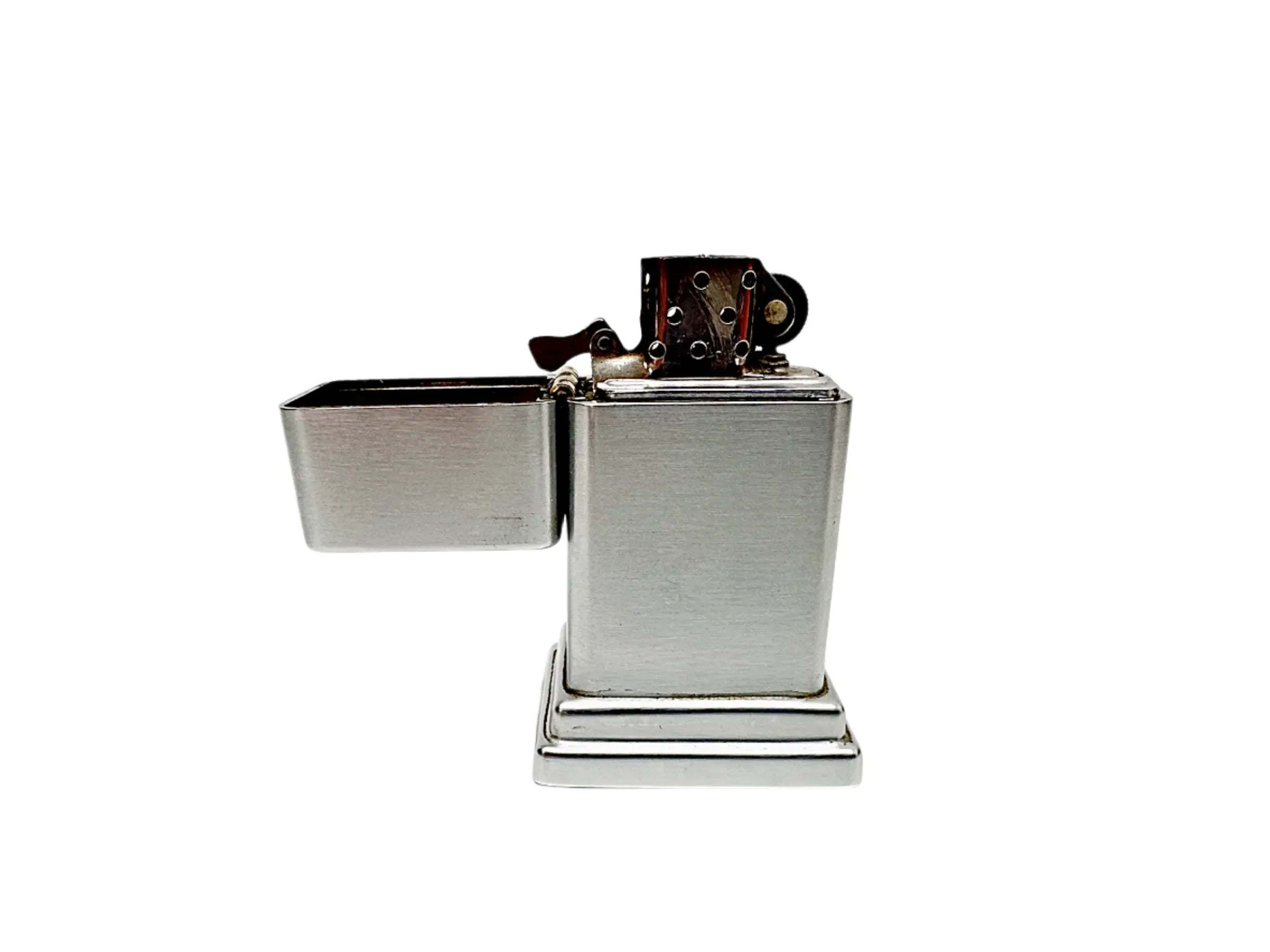 1950's Barcroft Model #4 Brushed Chrome Zippo Table Lighter - Hers and His Treasures