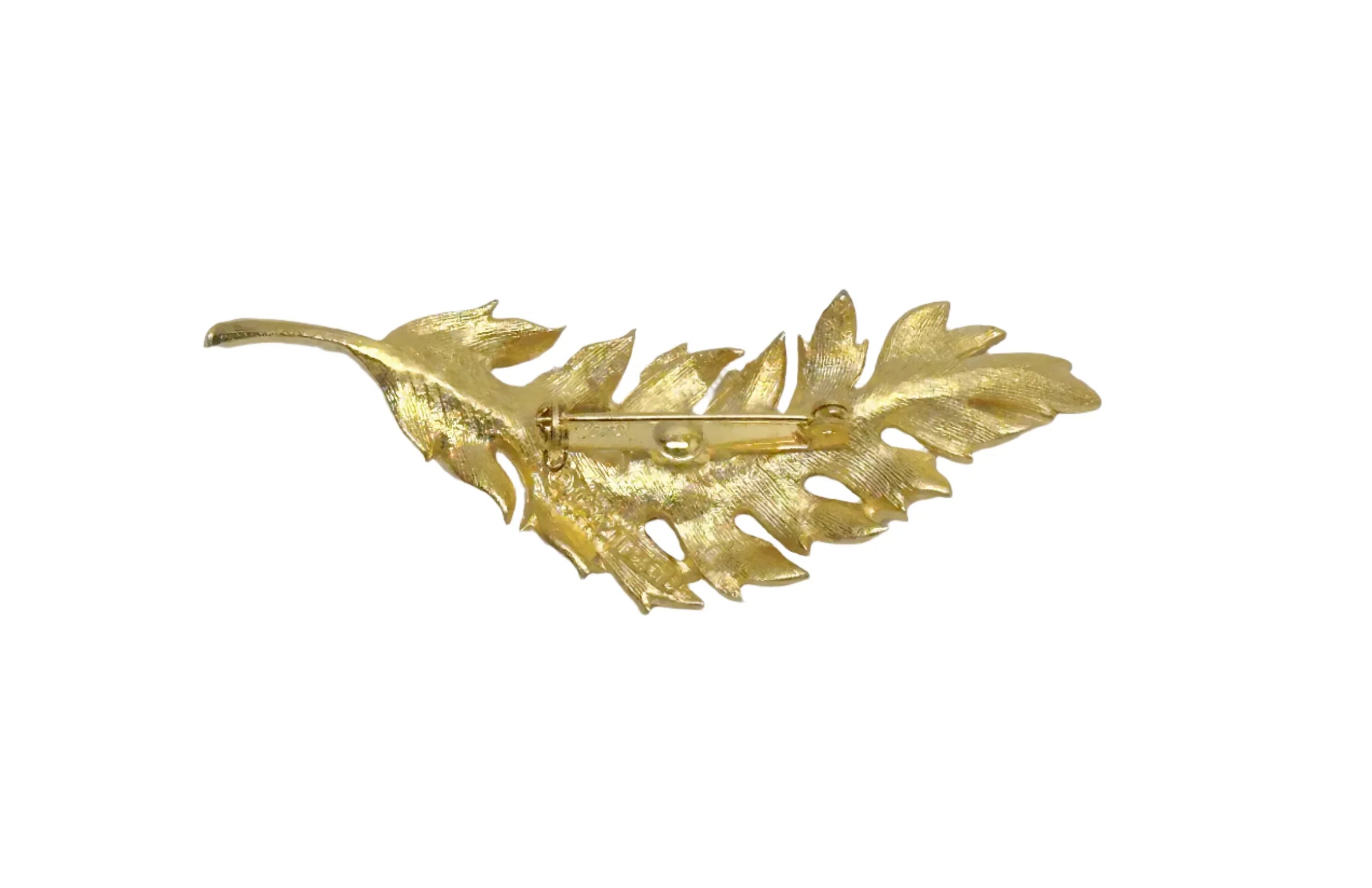 1961 Coro Brushed Gold Tone Leaf Brooch - Hers and His Treasures