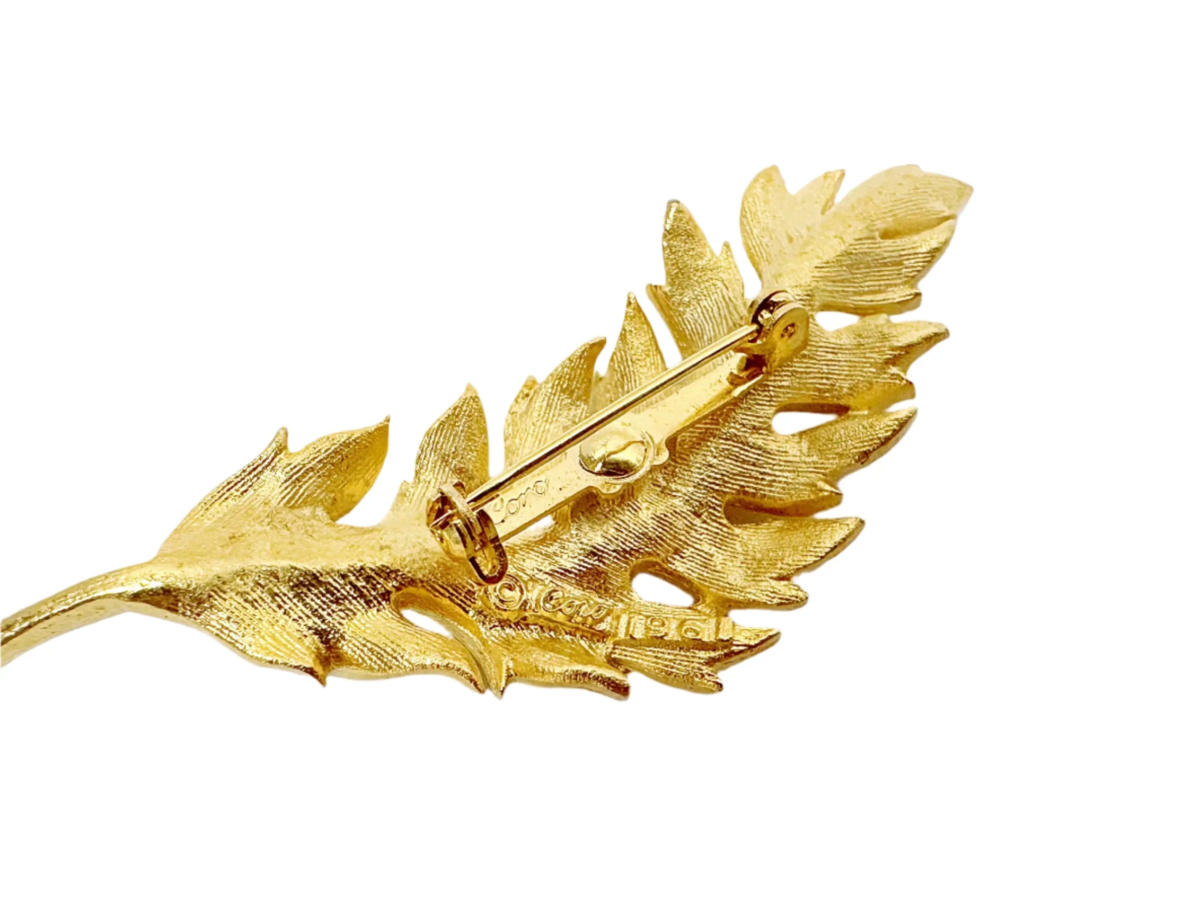 1961 Coro Brushed Gold Tone Leaf Brooch - Hers and His Treasures