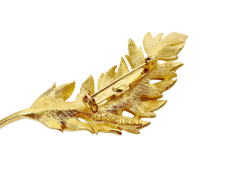 1961 Coro Brushed Gold Tone Leaf Brooch - Hers and His Treasures