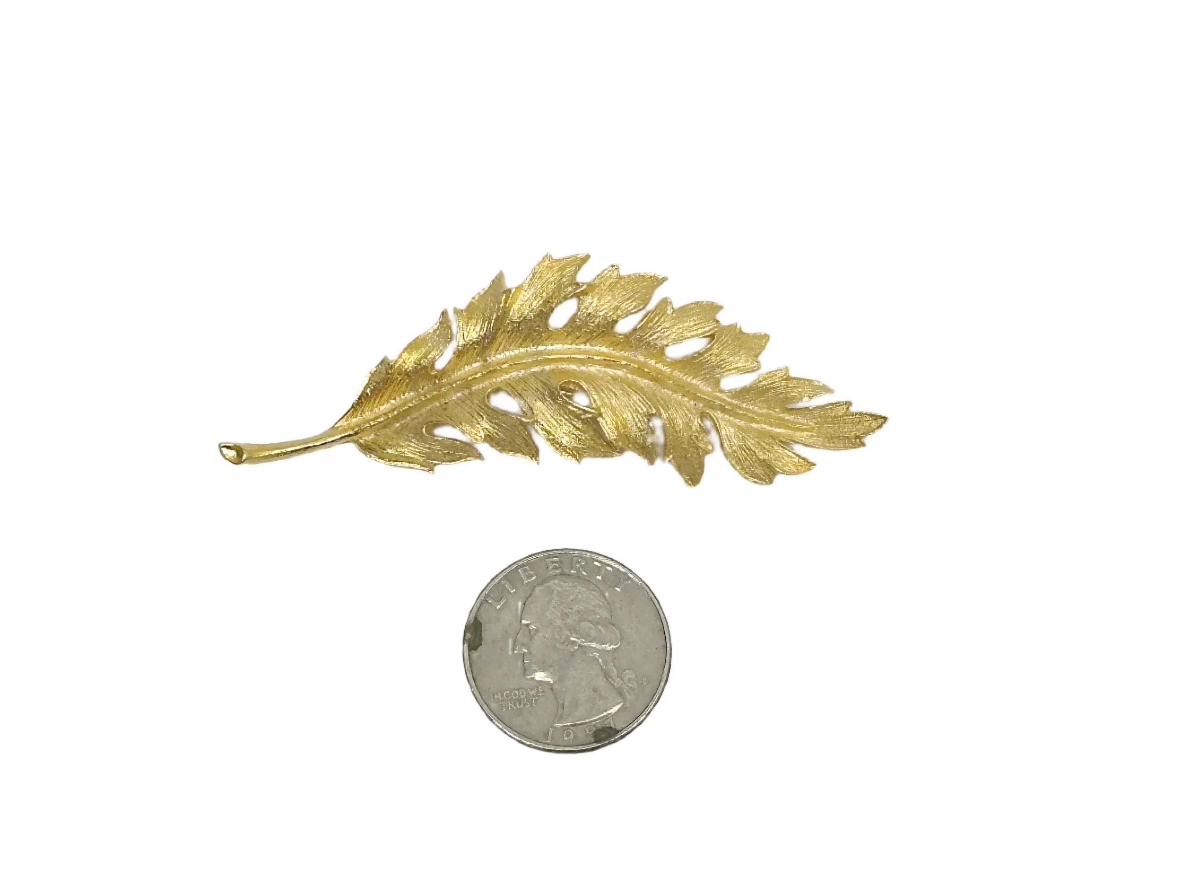 1961 Coro Brushed Gold Tone Leaf Brooch - Hers and His Treasures