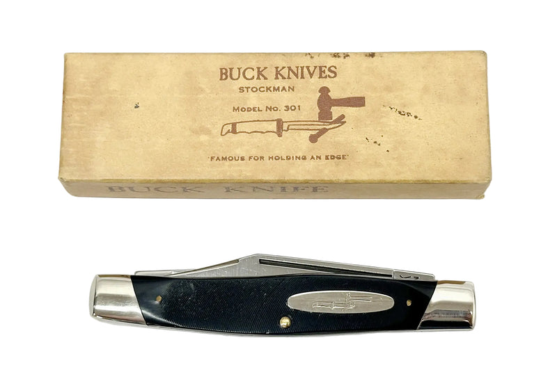 1970-72 Buck 301 Stockman Rough Sawn Delrin Pocket Knife - Hers and His Treasures