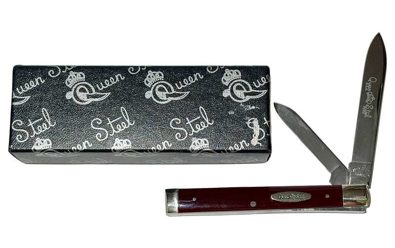 1997 Queen Cutlery Co. PCR2 Painted Crown Red Transition Doctors Knife - Hers and His Treasures