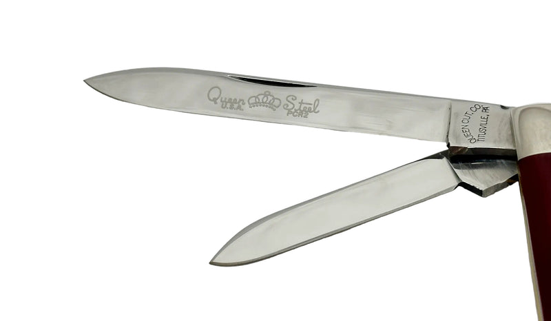 1997 Queen Cutlery Co. PCR2 Painted Crown Red Transition Doctors Knife - Hers and His Treasures