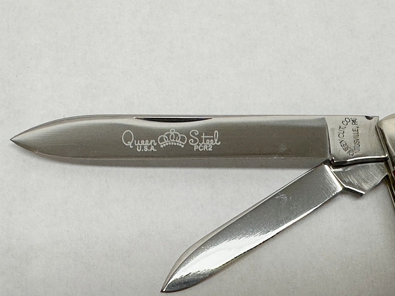 1997 Queen Cutlery Co. PCR2 Painted Crown Red Transition Doctors Knife - Hers and His Treasures