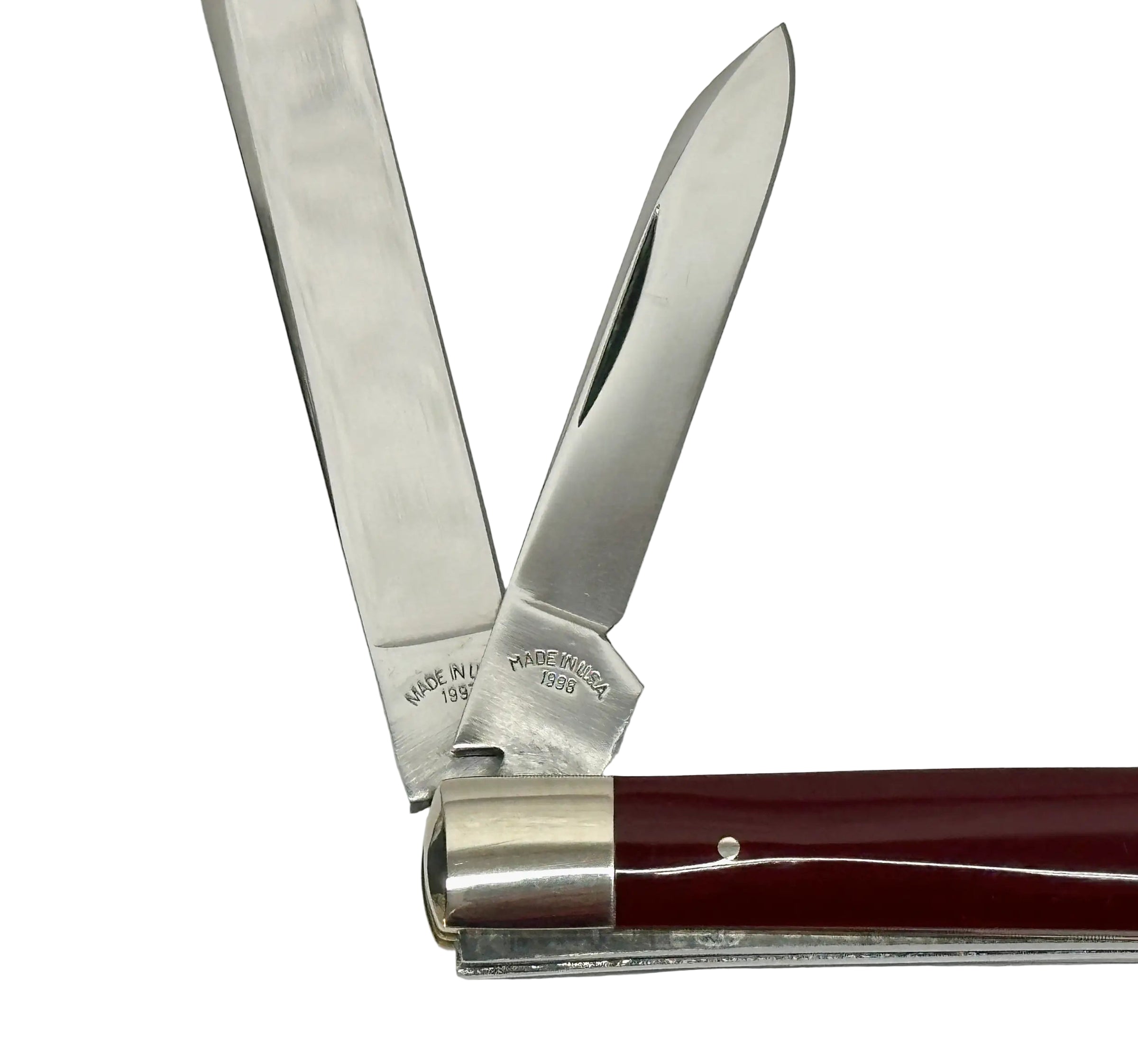 1997 Queen Cutlery Co. PCR2 Painted Crown Red Transition Doctors Knife - Hers and His Treasures