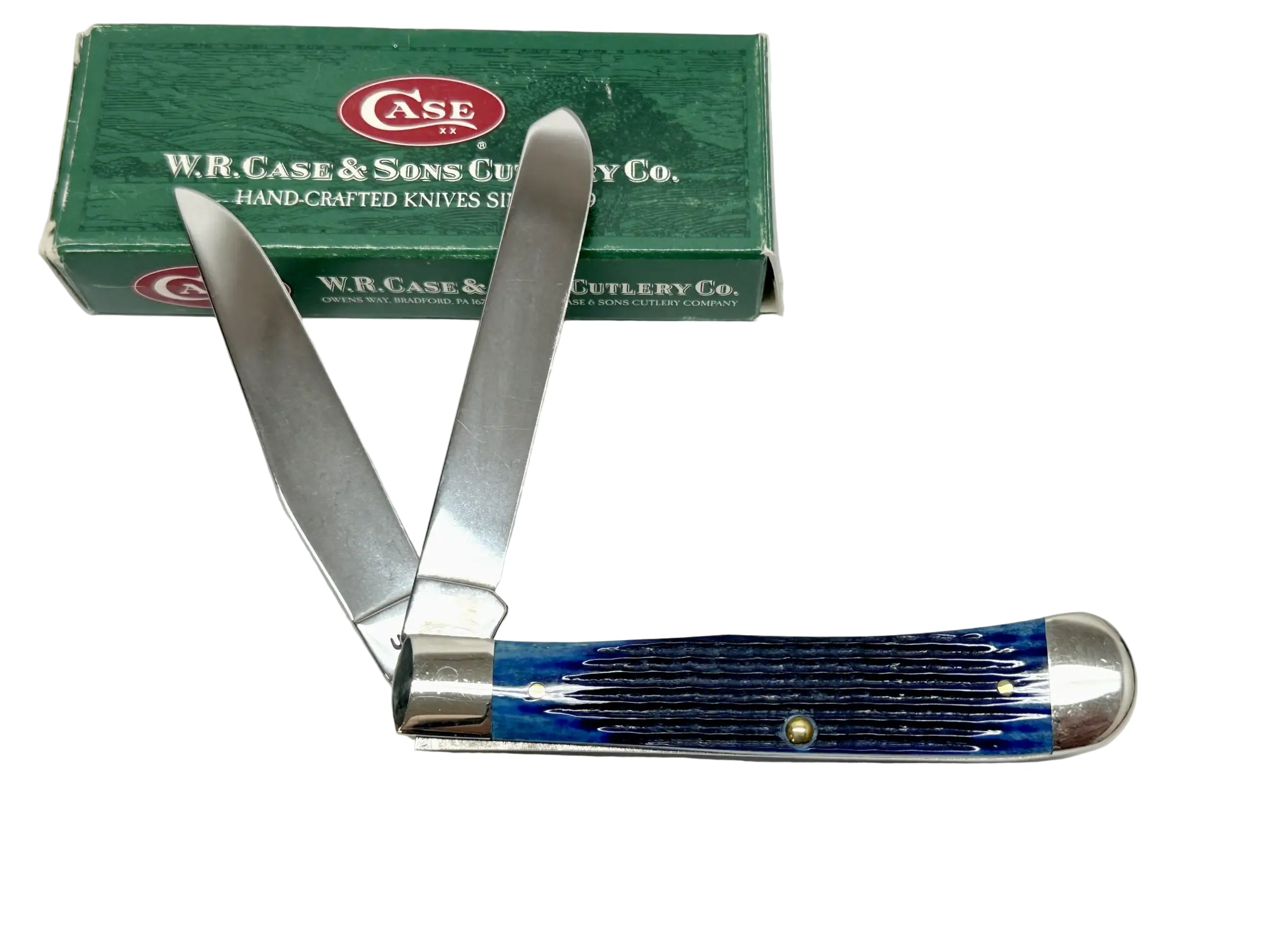2000 Case XX Blue Bone Corn Cob Jig Trapper Pocket Knife - Hers and His Treasures