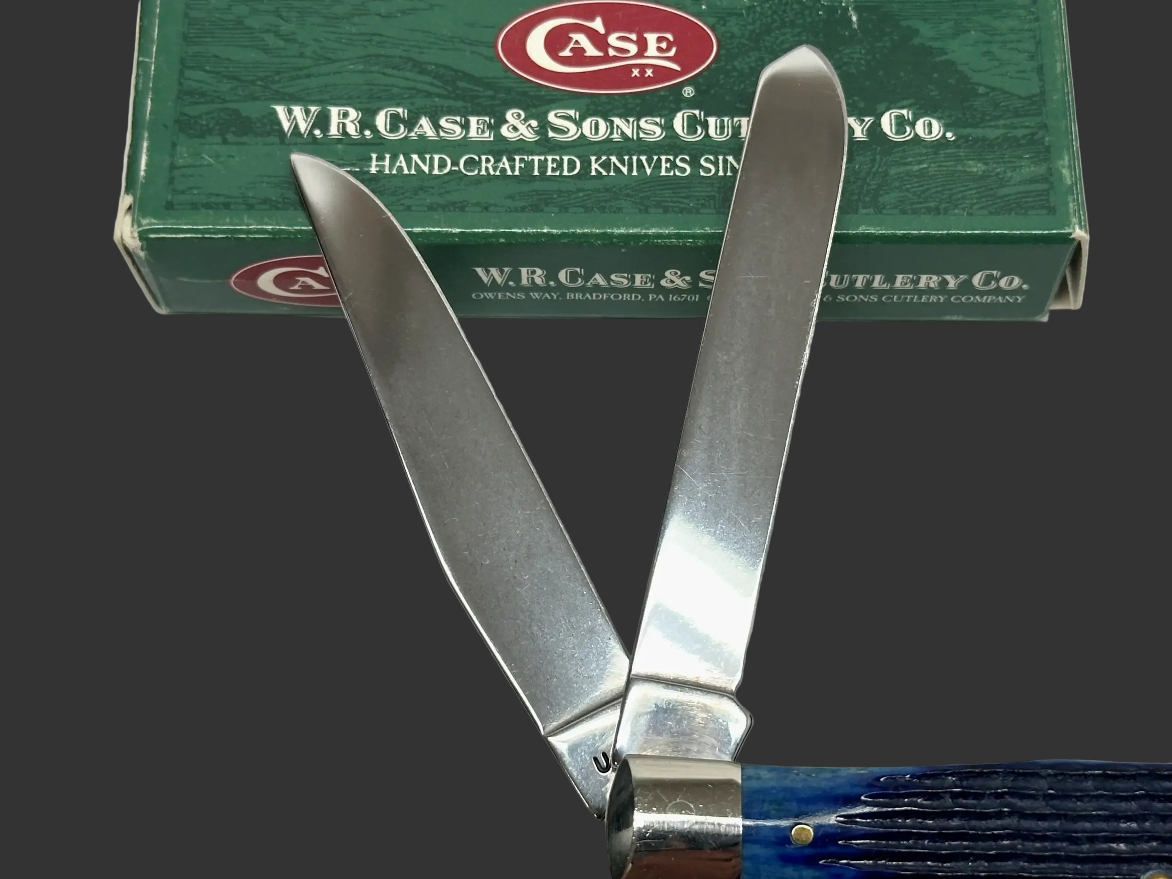 2000 Case XX Blue Bone Corn Cob Jig Trapper Pocket Knife - Hers and His Treasures