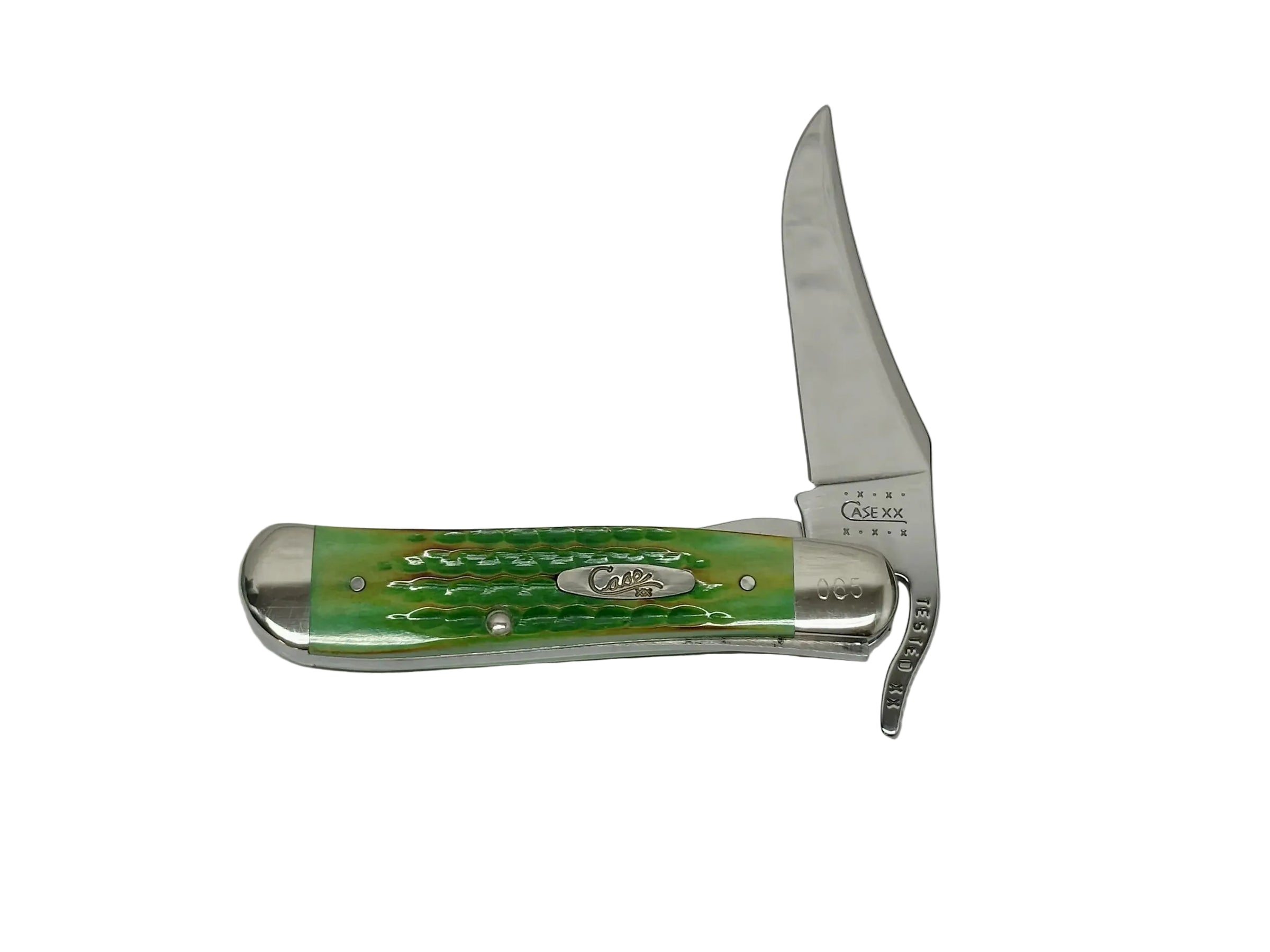 2000 Case XX 61953L Burnt Green Bone Russlock Pocket Knife - Hers and His Treasures