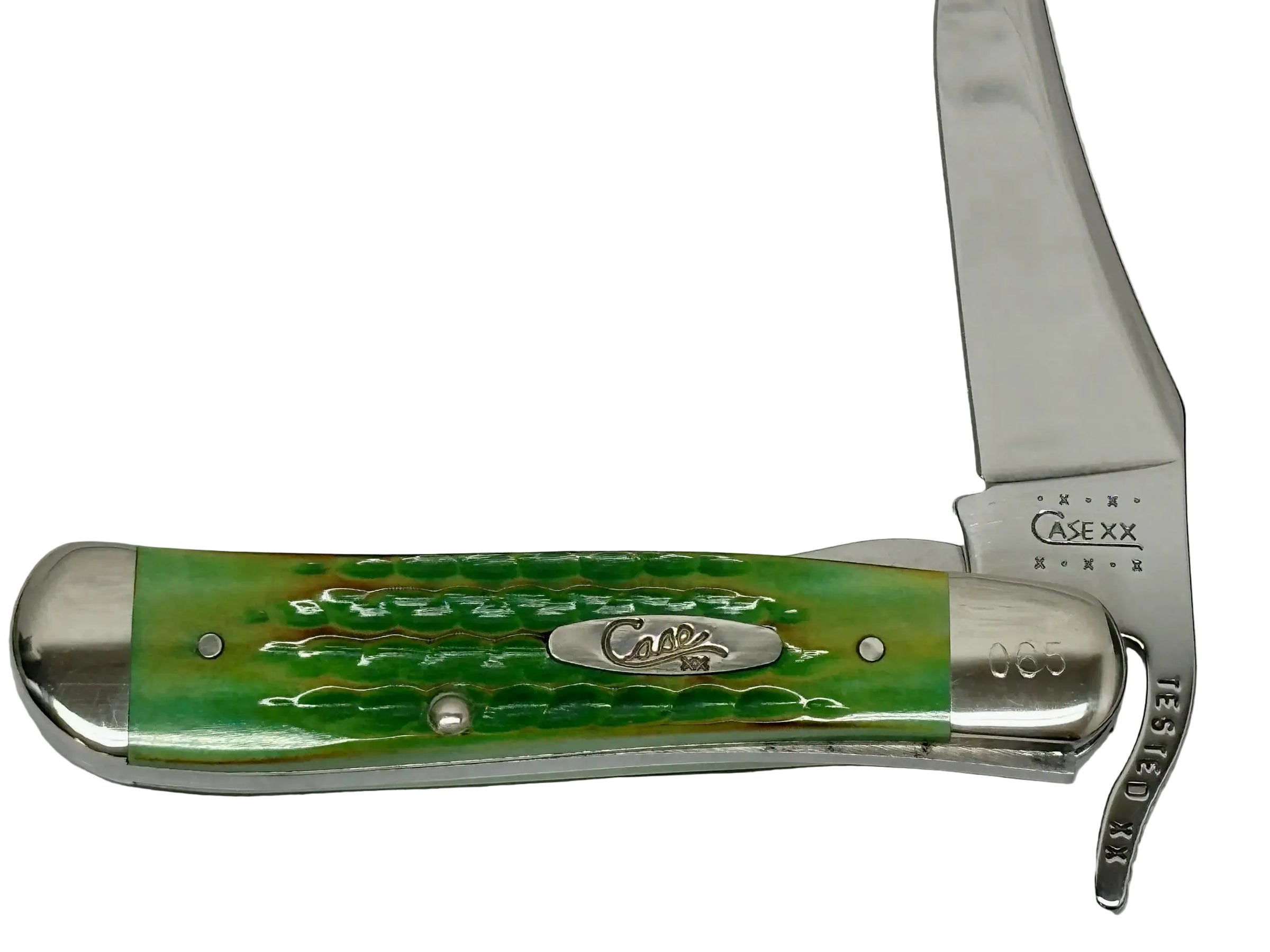 2000 Case XX 61953L Burnt Green Bone Russlock Pocket Knife - Hers and His Treasures