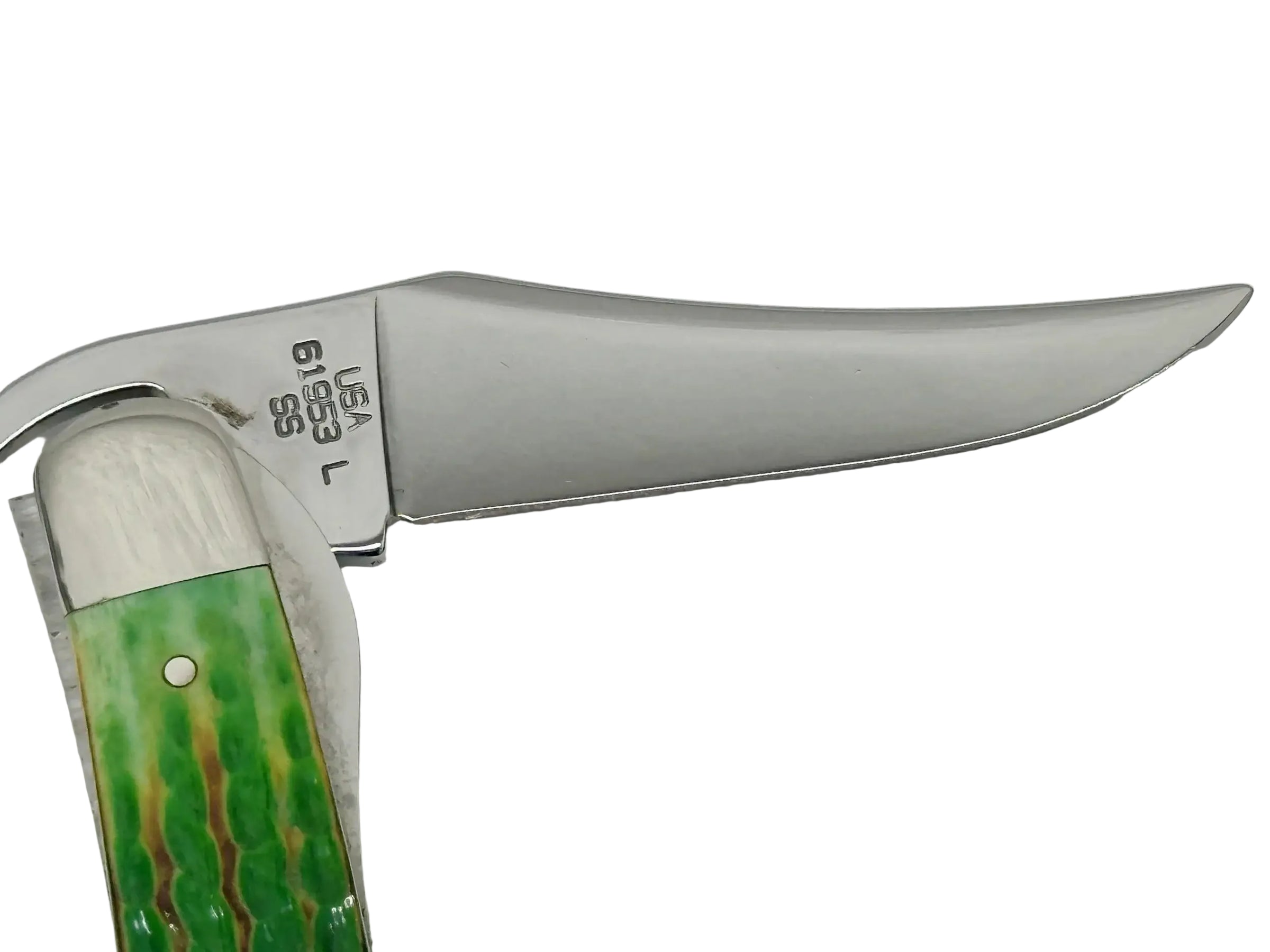 2000 Case XX 61953L Burnt Green Bone Russlock Pocket Knife - Hers and His Treasures