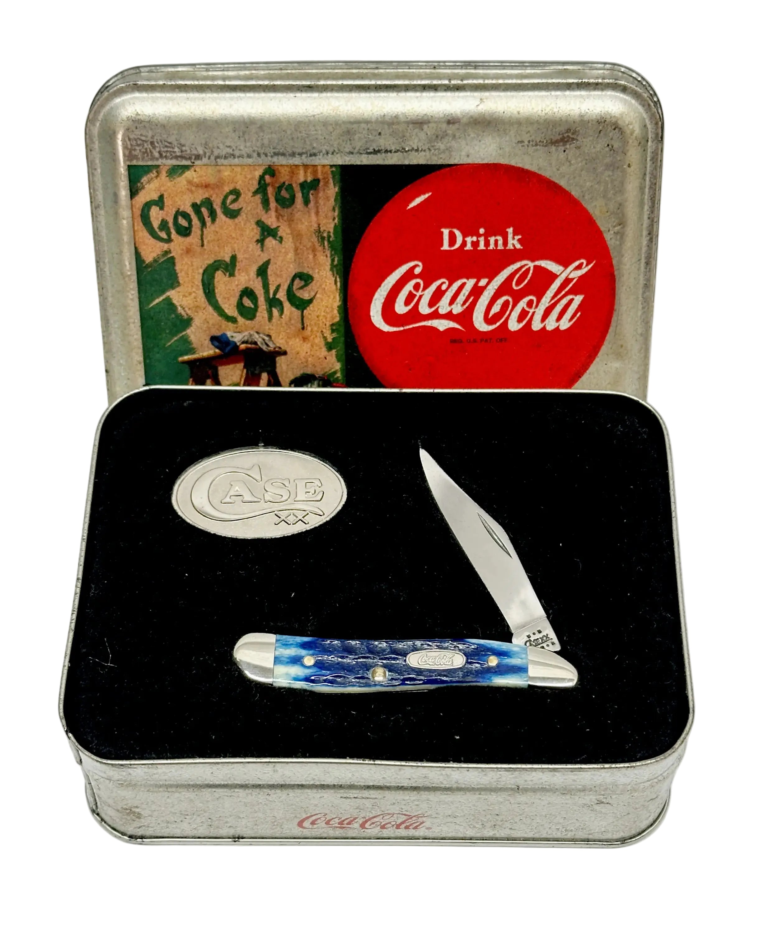 xx. coke_blue.xx 2002 Case XX 6120 Gone For A Coke Blue Bone Peanut Pocket Knife