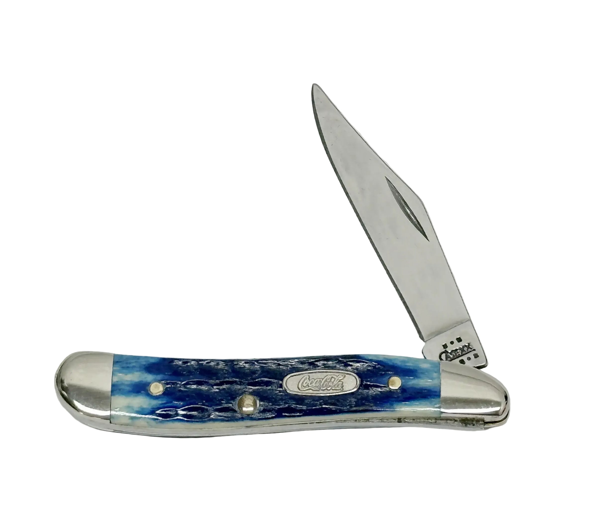 2002 Case XX 6120 Gone For A Coke Blue Bone Peanut Pocket Knife - Hers and His Treasures