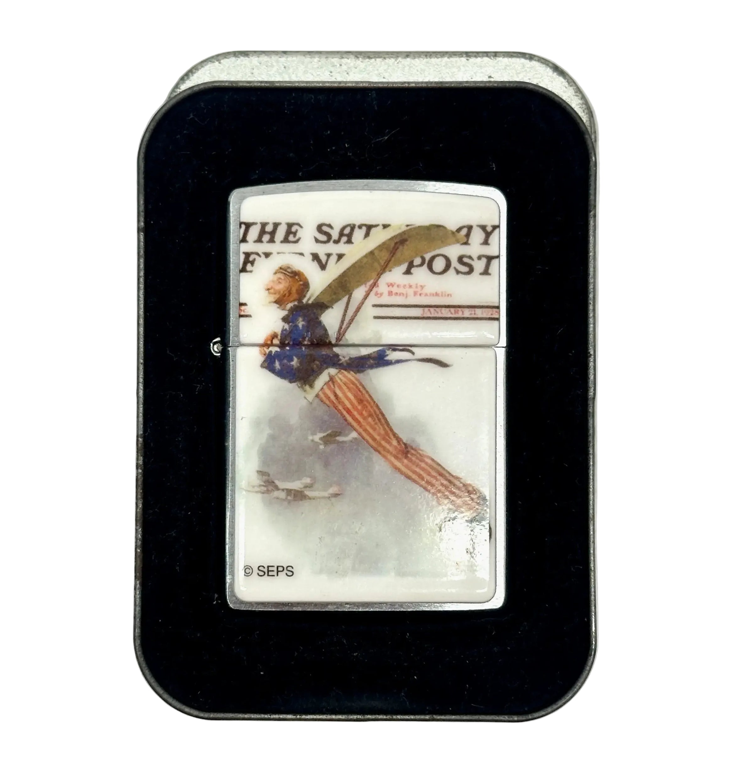 2002 Flying Uncle Saturday Evening Post Zippo Lighter - Hers and His Treasures