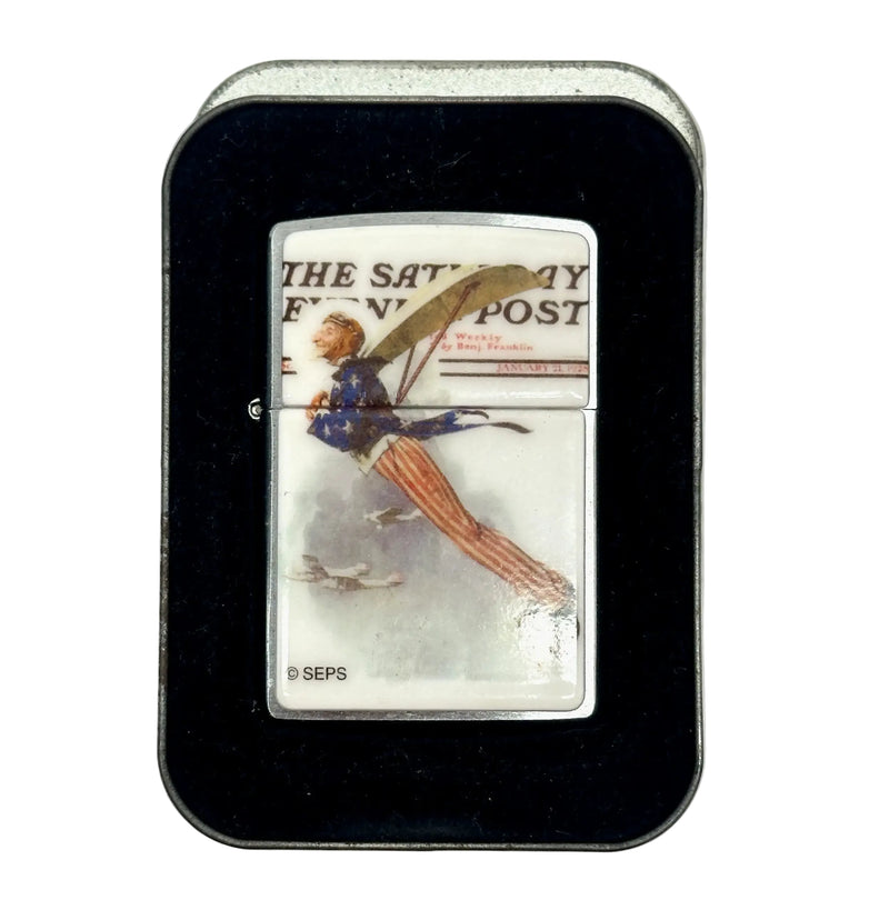 2002 Flying Uncle Saturday Evening Post Zippo Lighter - Hers and His Treasures