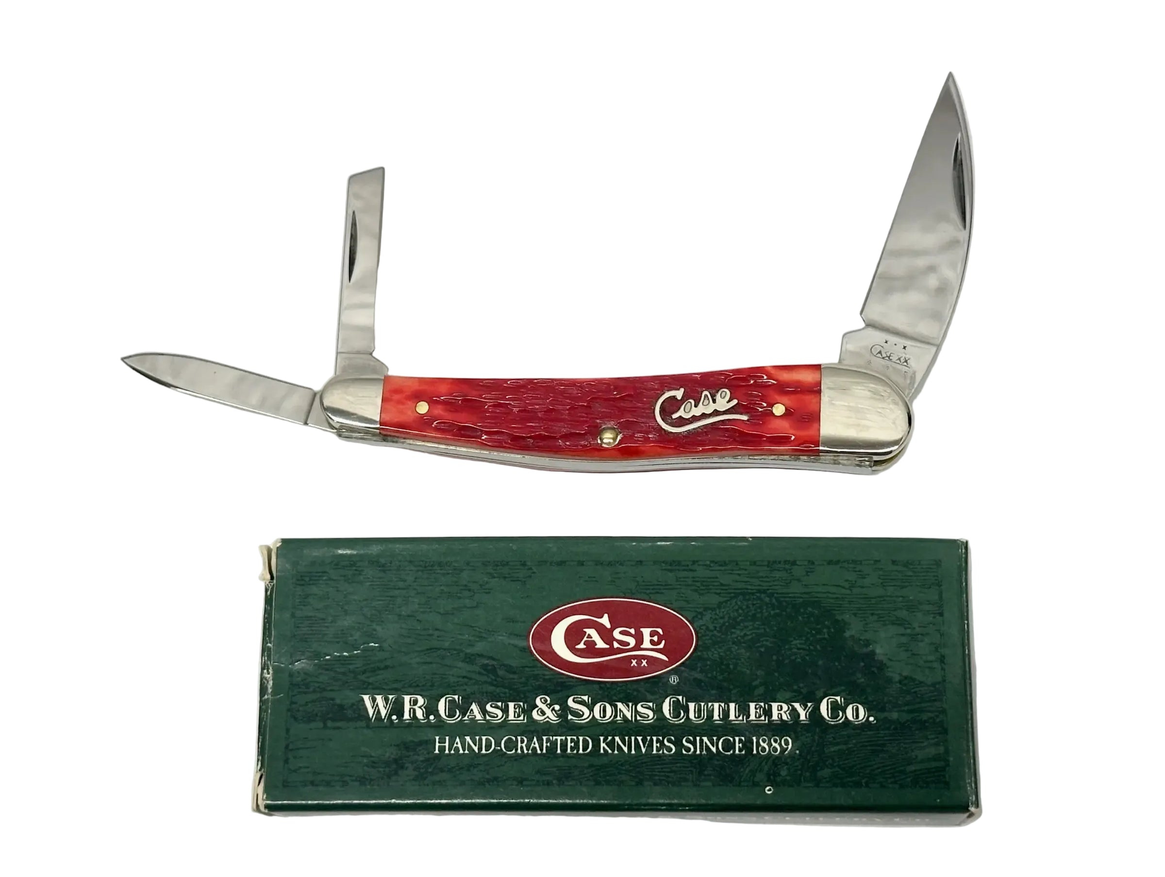 2004 Case XX 6355WH Dark Red Bone Seahorse Whittler Pocket Knife - Hers and His Treasures