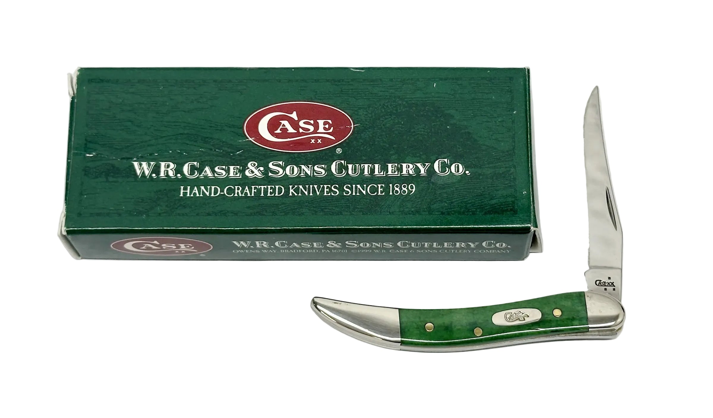 2007 Case XX 610096 Emerald Green Bone Tiny Toothpick Pocket Knife - Hers and His Treasures