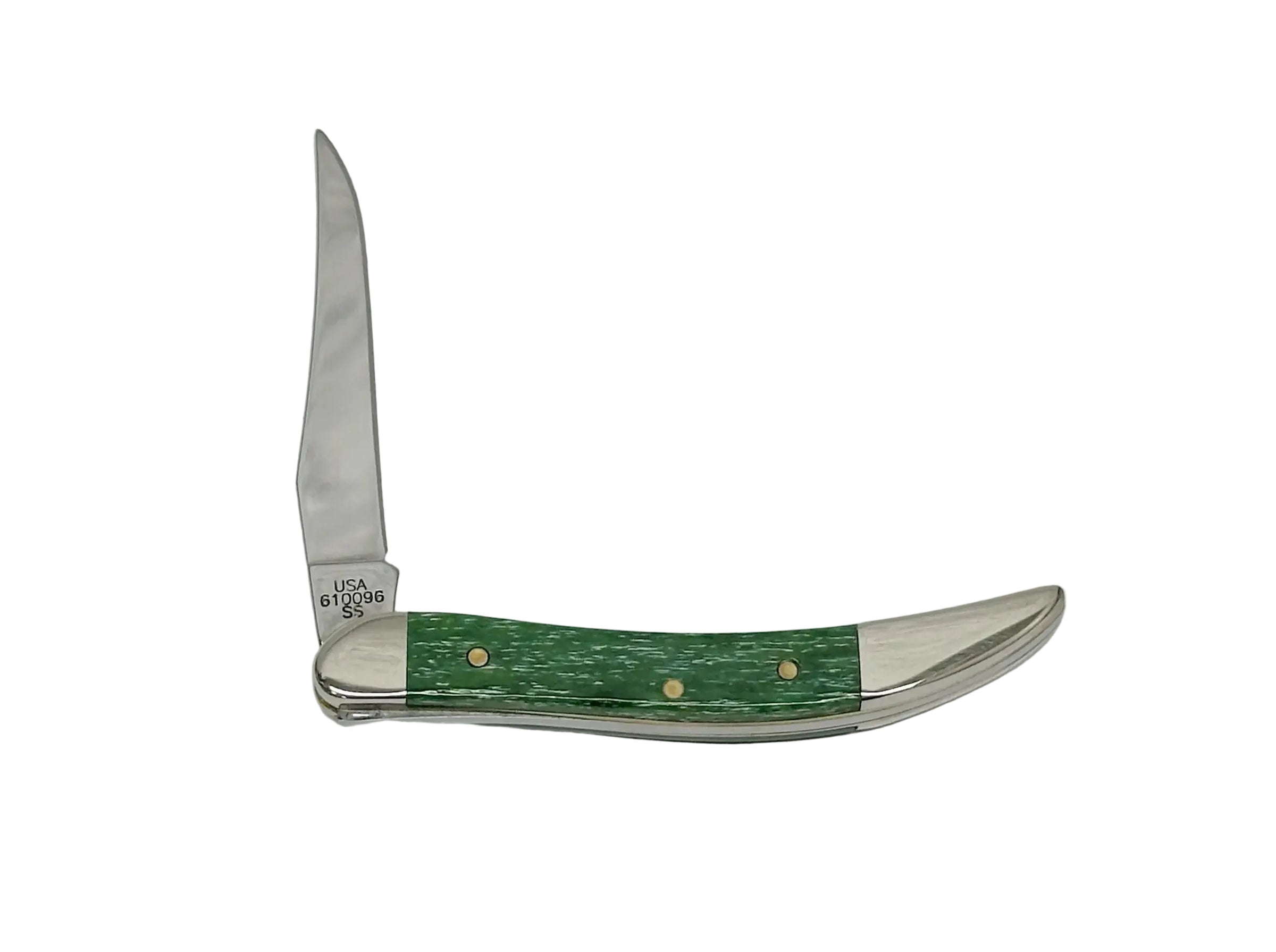 2007 Case XX 610096 Emerald Green Bone Tiny Toothpick Pocket Knife - Hers and His Treasures