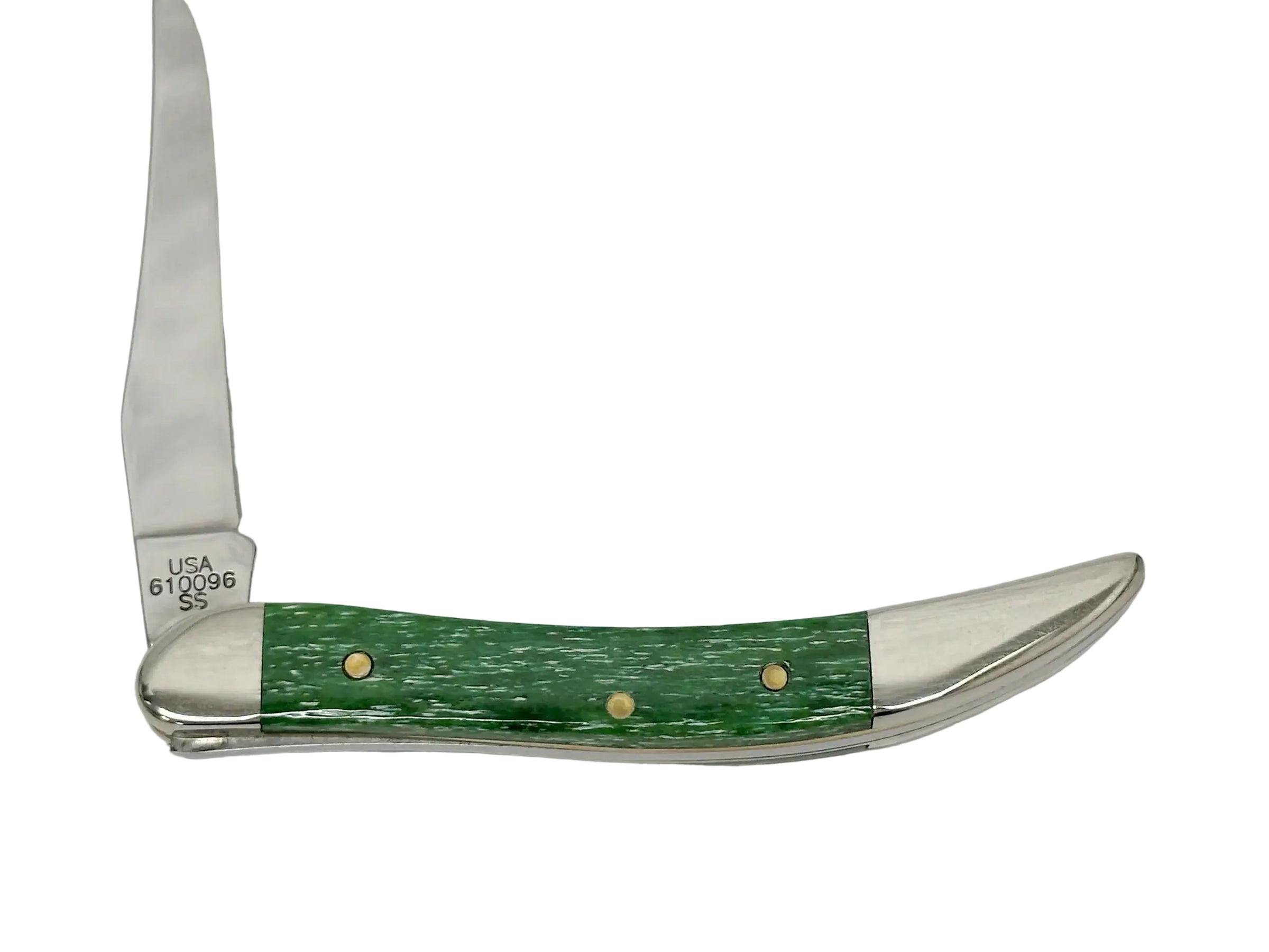 2007 Case XX 610096 Emerald Green Bone Tiny Toothpick Pocket Knife - Hers and His Treasures