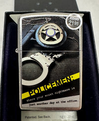 2012 Police Badge Handcuffs 28279 Street Chrome Zippo Lighter - Hers and His Treasures