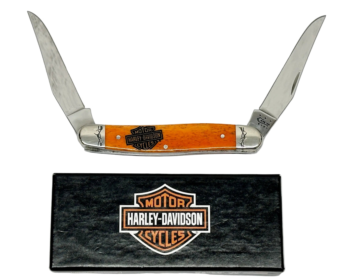 2014 Case XX Harley Davidson Orange Bone Muskrat Pocket Knife