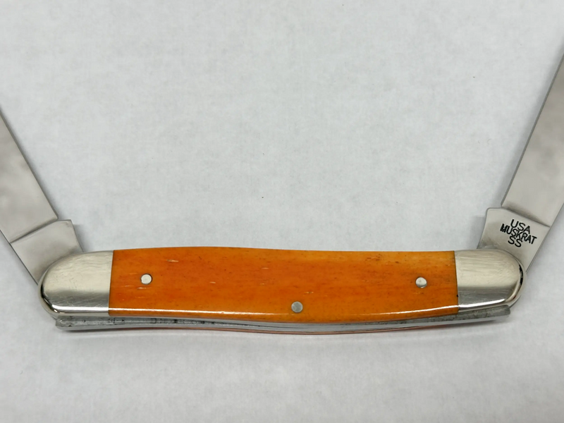 2014 Case XX Harley Davidson Orange Bone Muskrat Pocket Knife - Hers and His Treasures