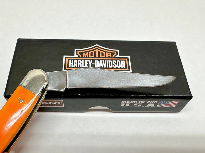2014 Case XX Harley Davidson Orange Bone Muskrat Pocket Knife - Hers and His Treasures