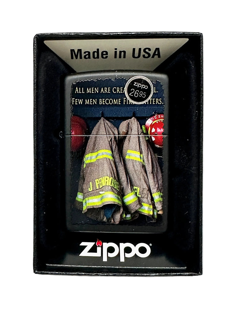2014 Fireman Coats 28316 Black Matte Zippo Lighter - Hers and His Treasures