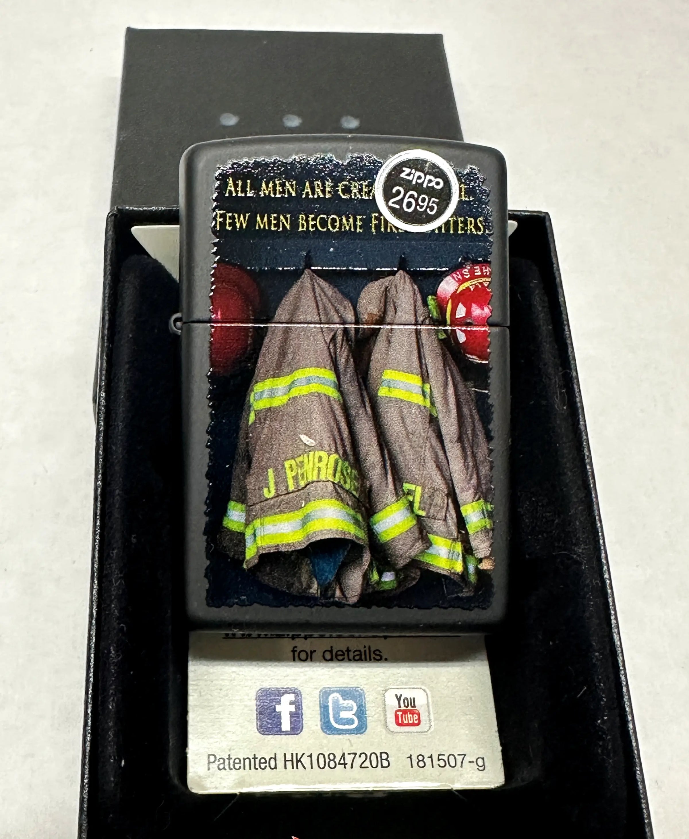 2014 Fireman Coats 28316 Black Matte Zippo Lighter - Hers and His Treasures