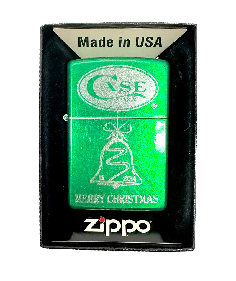 2014 Case XX Merry Christmas Green Bell 24840 Zippo Lighter - Hers and His Treasures