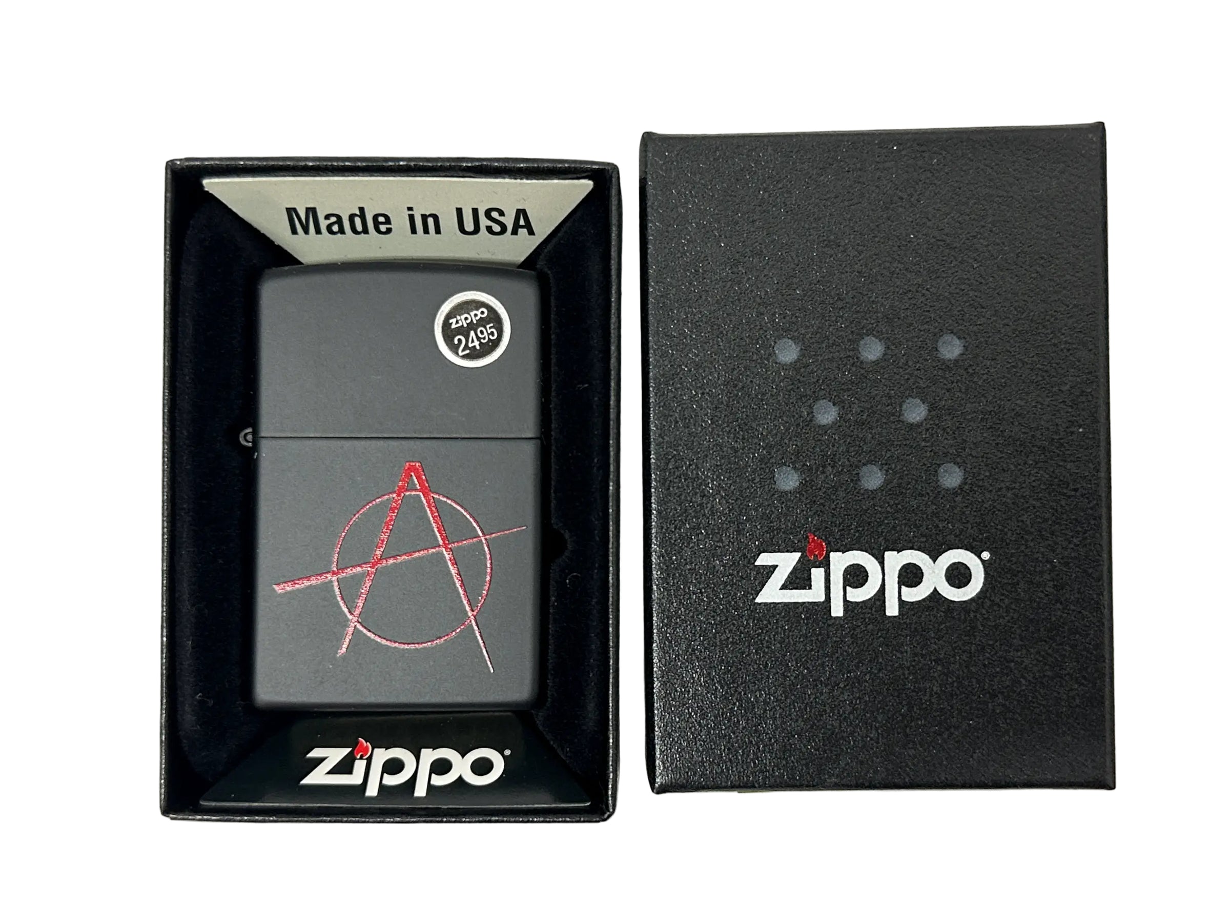2015 20842 Anarchy Symbol Black Matte Zippo Lighter - Hers and His Treasures