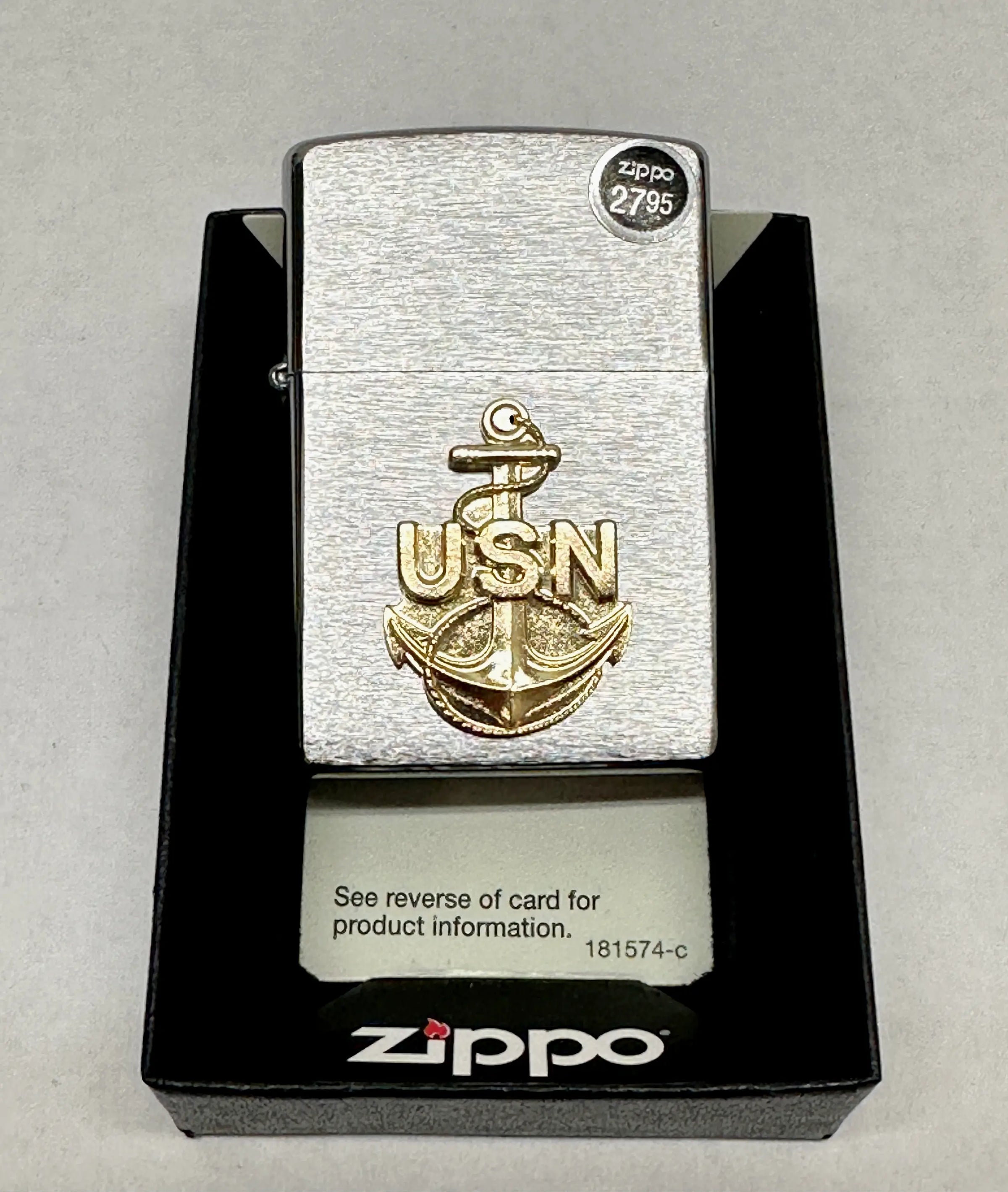 2015 United States Navy Anchor Emblem Zippo Lighter - Hers and His Treasures