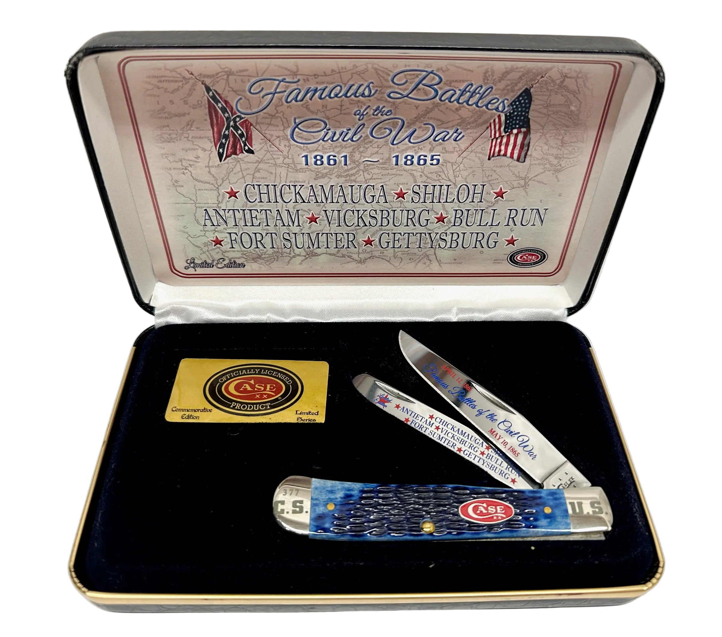 2015 Case XX Battles of Civil War Blue Bone Trapper Pocket Knife - Hers and His Treasures