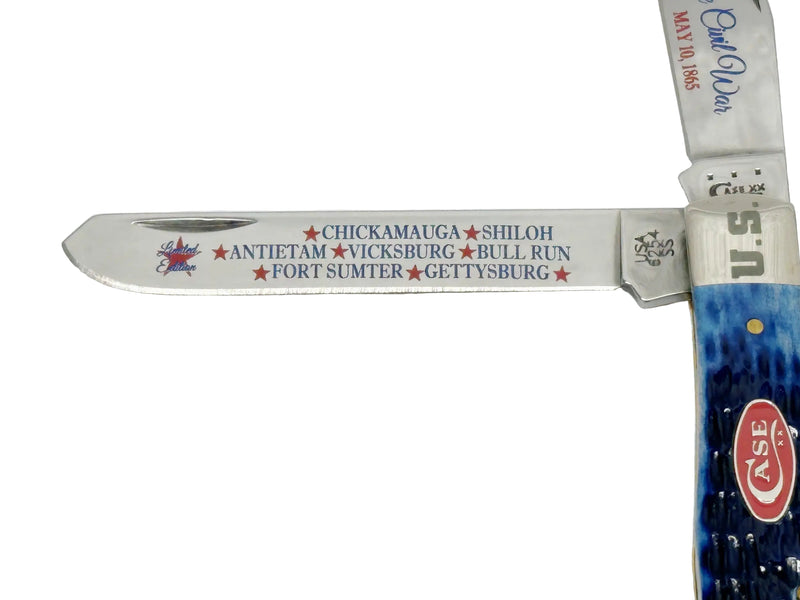 2015 Case XX Battles of Civil War Blue Bone Trapper Pocket Knife - Hers and His Treasures