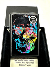2015 Colorful Skull Black Matte Zippo Lighter - Hers and His Treasures