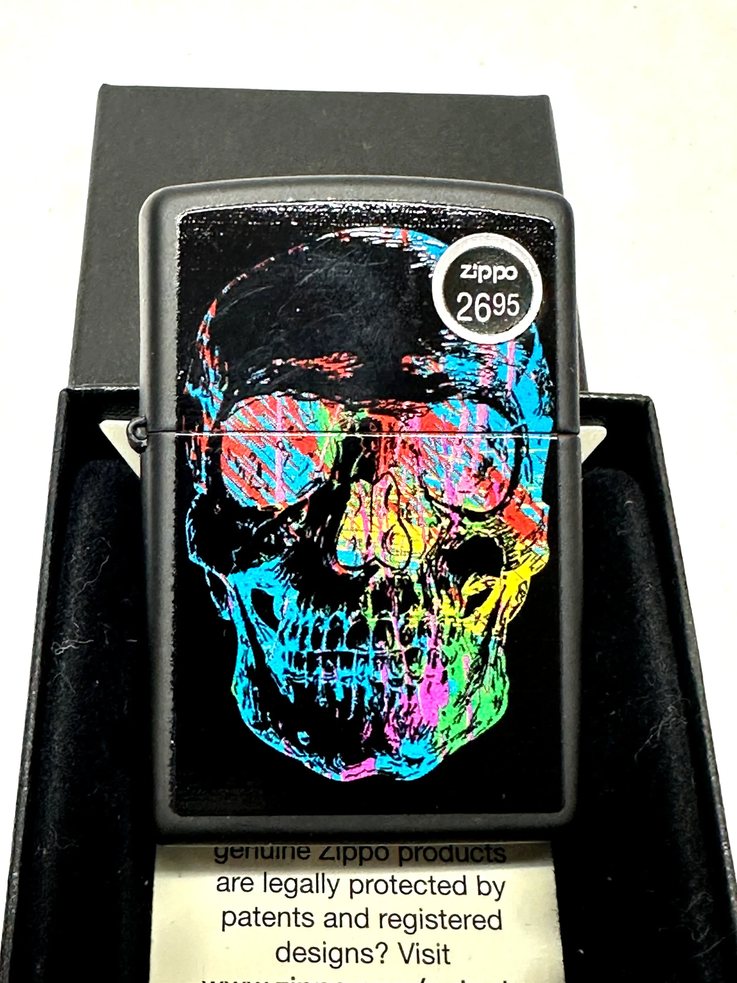 2015 Colorful Zippo Skull 28042 Black Matte Zippo Lighter - Hers and His Treasures