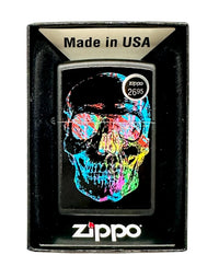 2015 Colorful Zippo Skull 28042 Black Matte Zippo Lighter - Hers and His Treasures