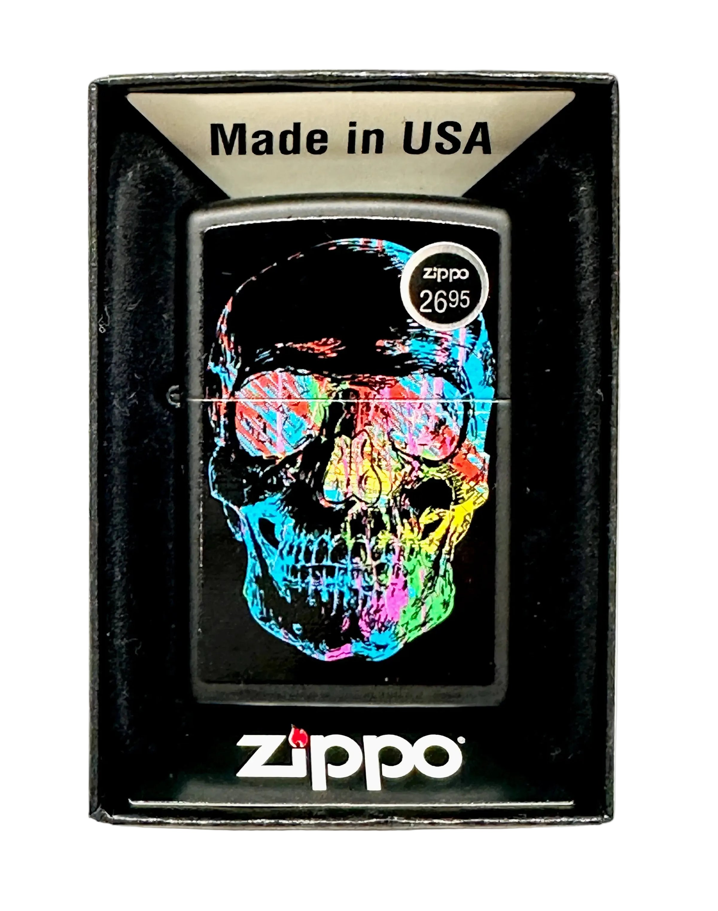 2015 Colorful Zippo Skull 28042 Black Matte Zippo Lighter - Hers and His Treasures