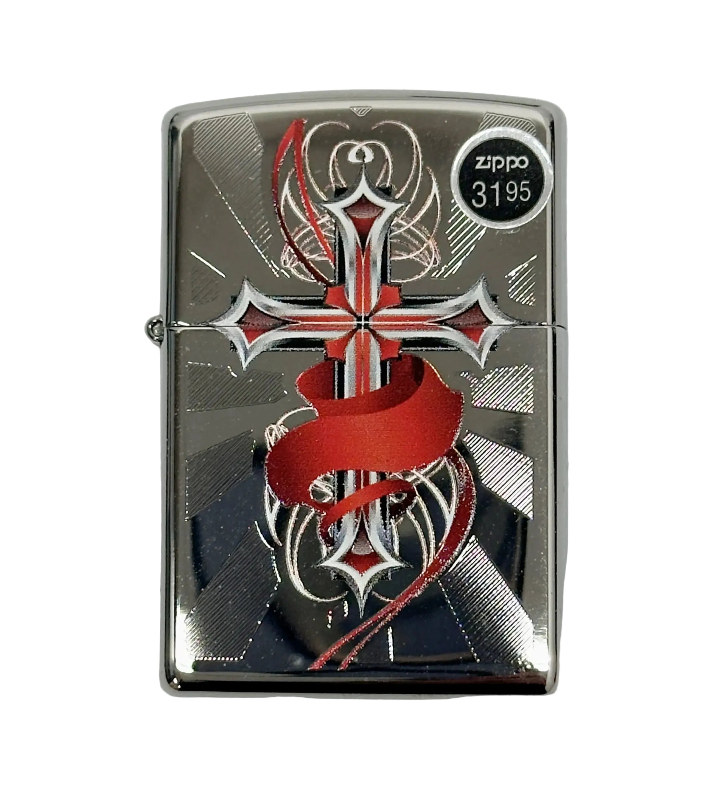 2015 Cross with Wings 28526 High Polished Chrome Zippo Lighter - Hers and His Treasures