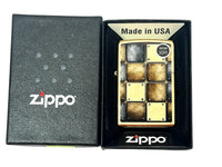 2015 Metal Gold Dust Riveted Squares Brass Street Chrome Zippo Lighter - Hers and His Treasures