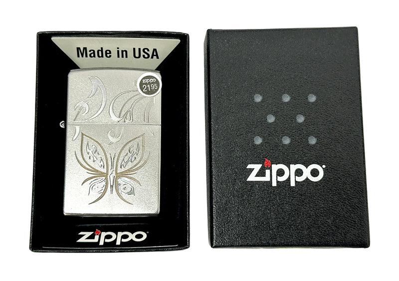 2015 Golden Butterfly 24338 Satin Chrome Zippo Lighter  - Hers and His Treasures