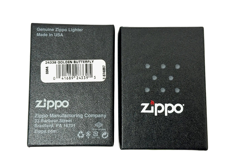 2015 Golden Butterfly 24338 Satin Chrome Zippo Lighter  - Hers and His Treasures