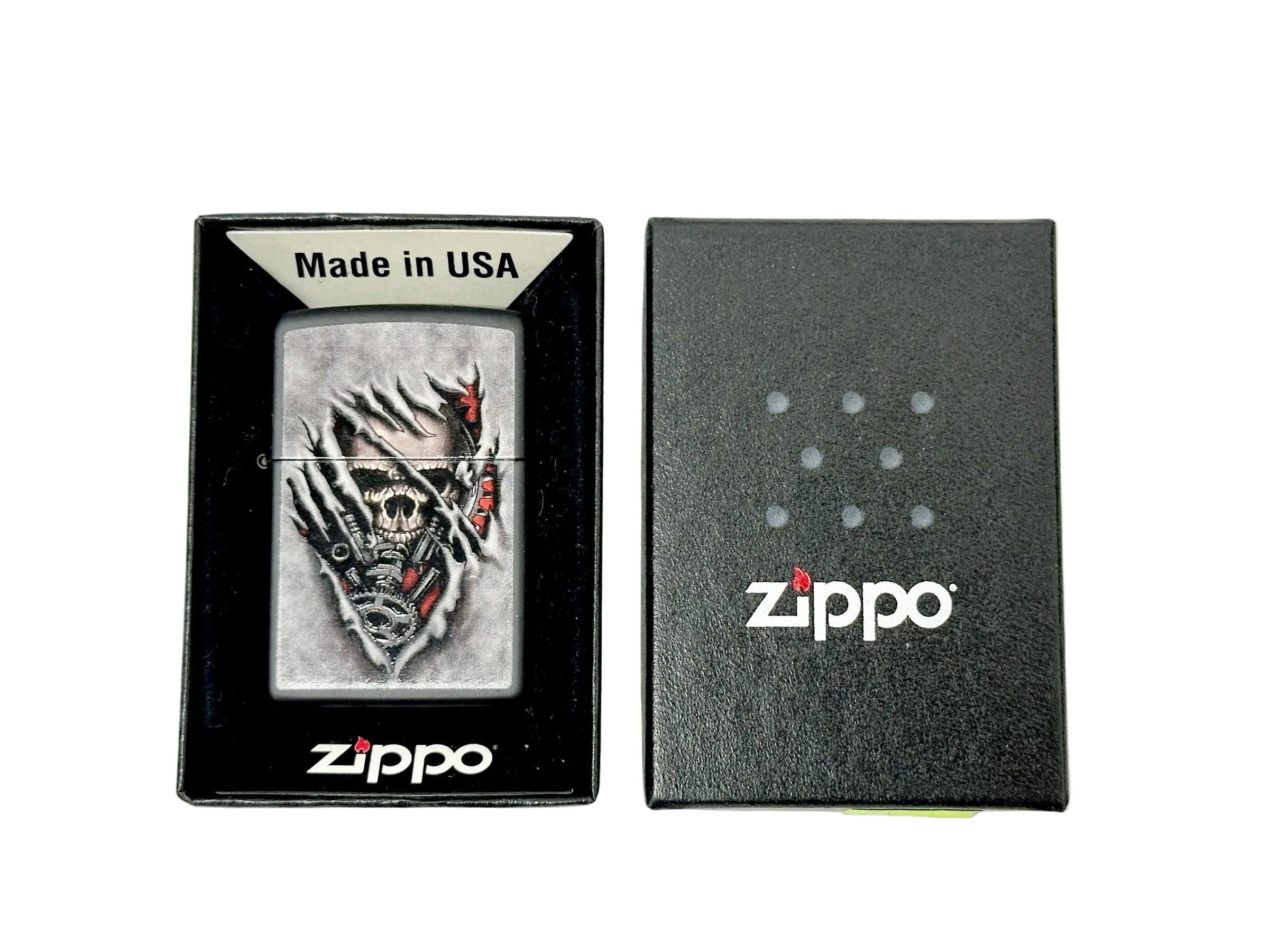 2015 Skull Gears Steampunk 28882 Black Matte Zippo Lighter - Hers and His Treasures