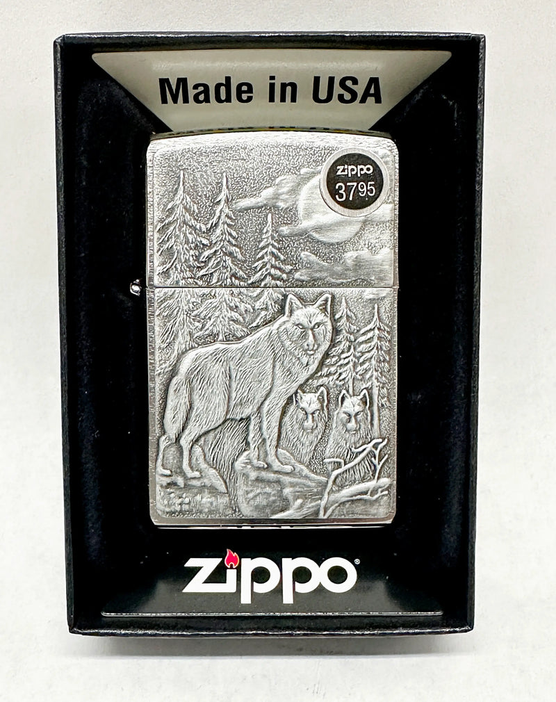 2015 Timberwolves Emblem 20855 Brushed Chrome Zippo Lighter - Hers and His Treasures