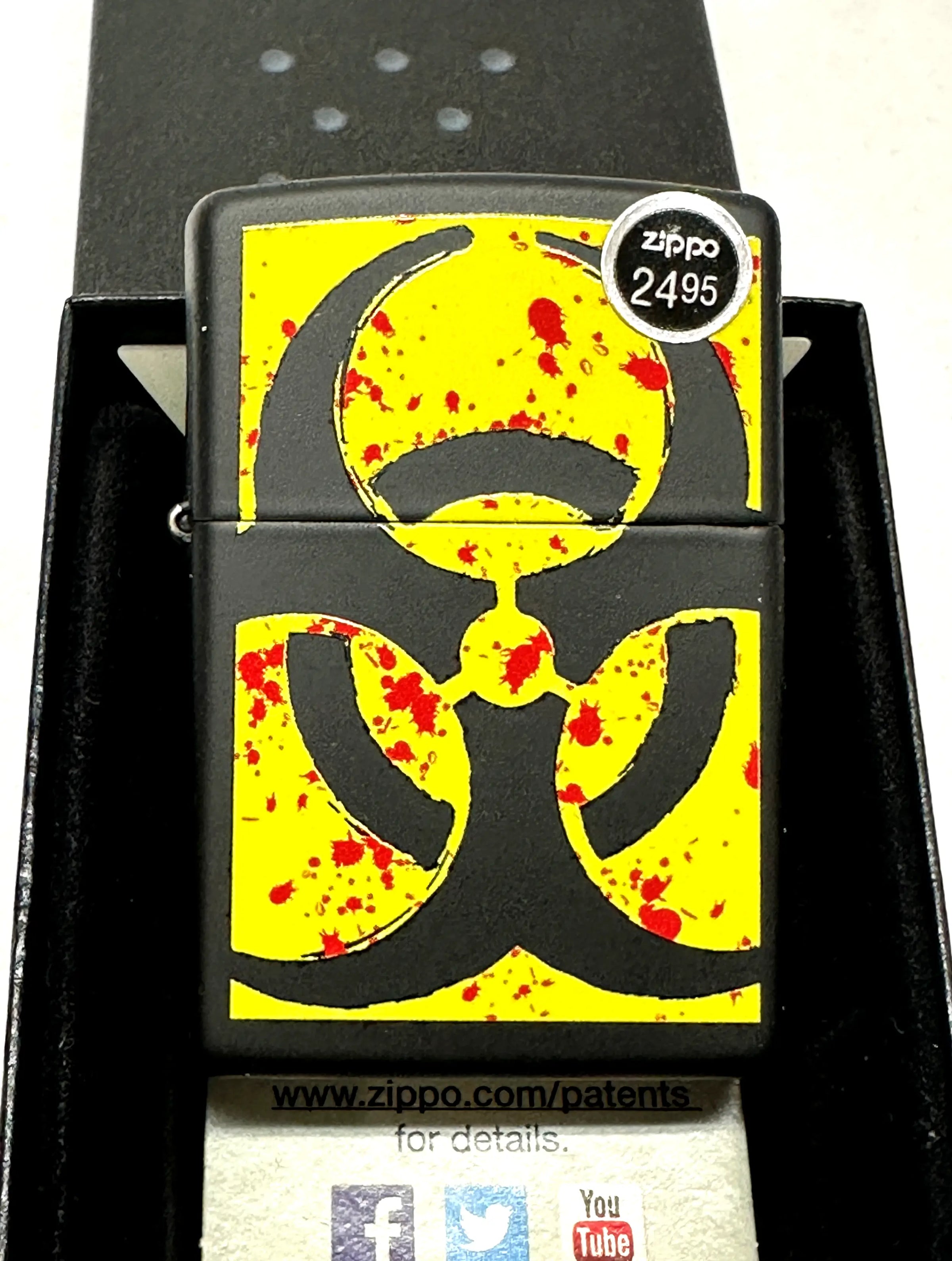 2015 Yellow Hazardous Biohazard 24330 Black Matte Zippo Lighter - Hers and His Treasures