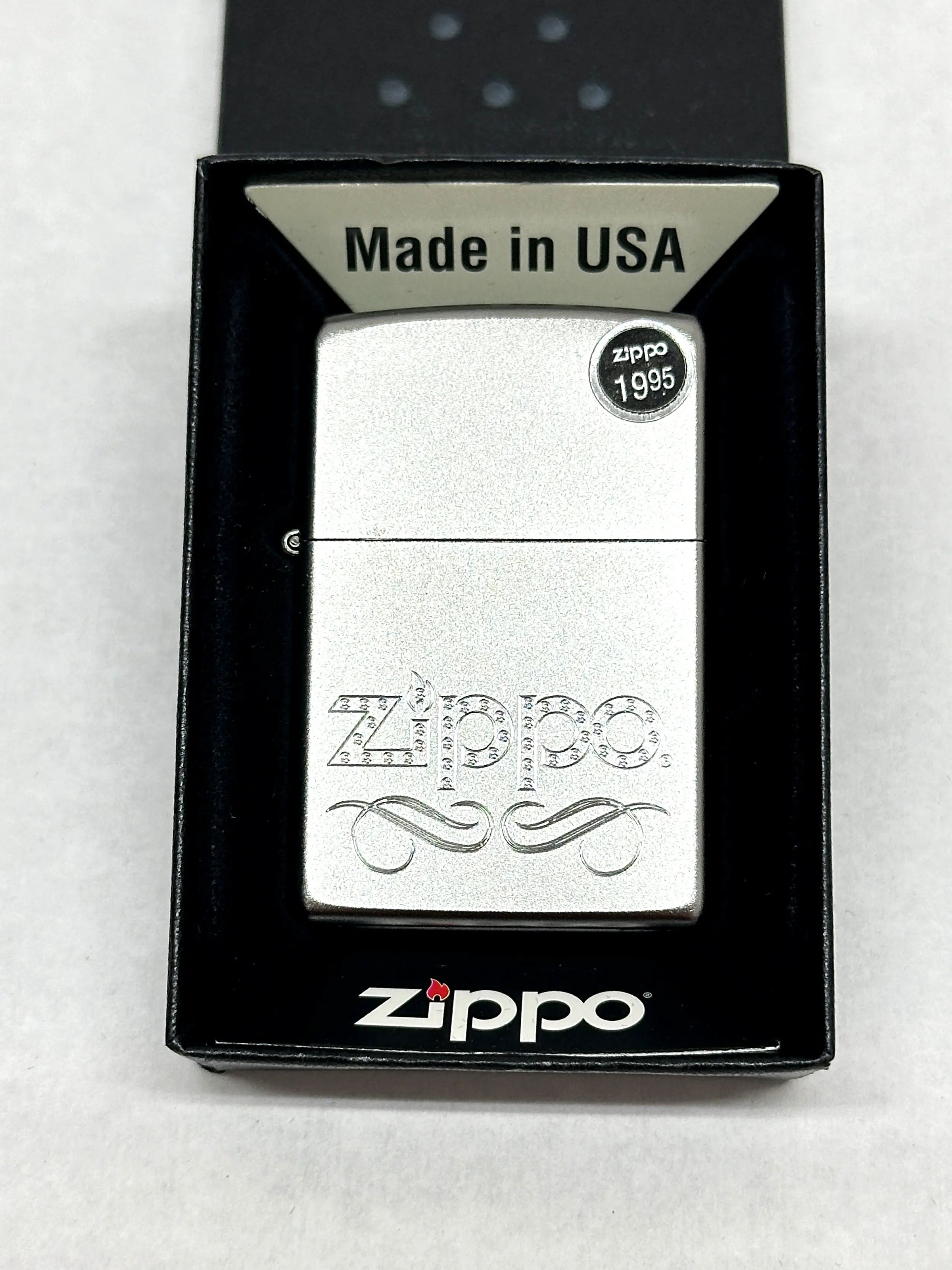 2015 Zippo Scroll 24335 Zippo Satin Chrome Lighter - Hers and His Treasures