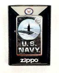 2015 U.S. Navy 28579 Street Chrome Zippo Lighter - Hers and His Treasures