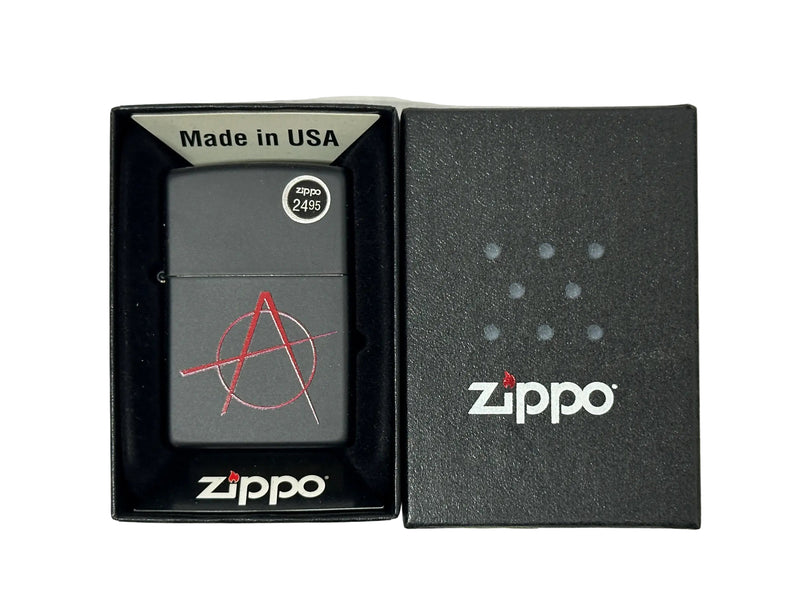 2016 20842 Anarchy Symbol Black Matte Zippo Lighter - Hers and His Treasures