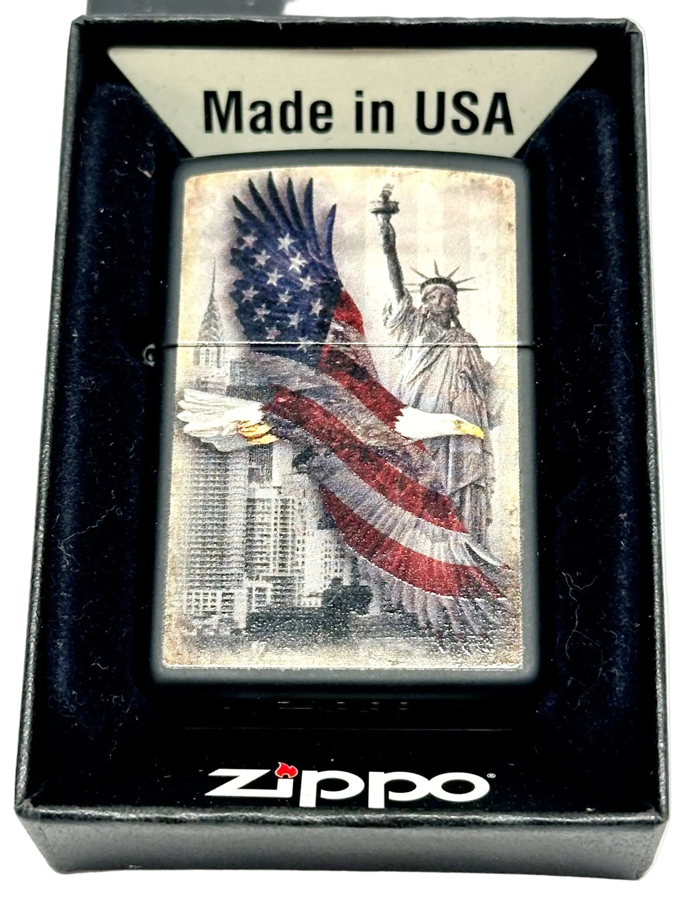 2016 Eagle and Statue of Liberty Black Matte Zippo Lighter - Hers and His Treasures