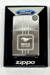 2016 28542 Ford Mustang 50 Years High Polished Chrome Zippo Lighter - Hers and His Treasures